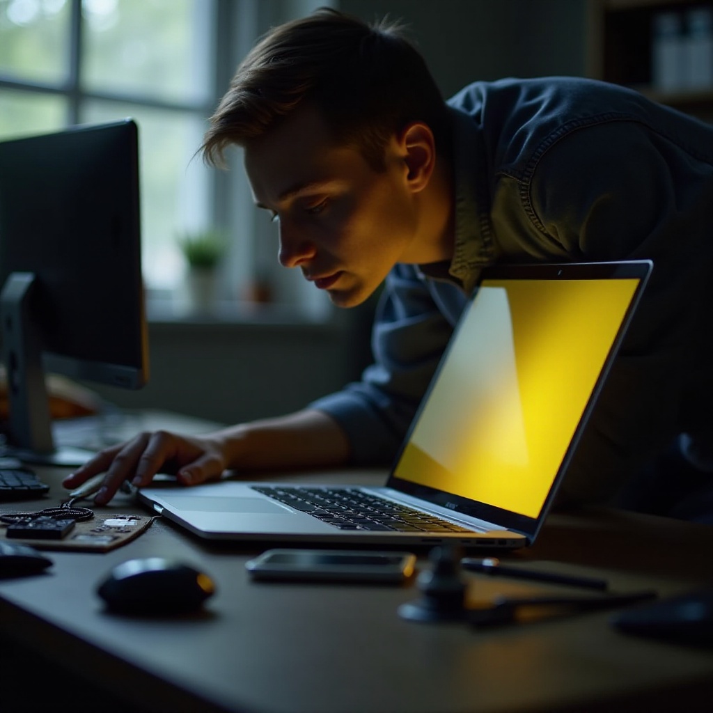 yellow spot on screen laptop